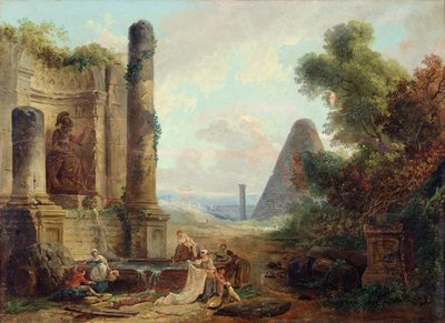 Fountain of Minerva, Rome, 1772 by Hubert Robert